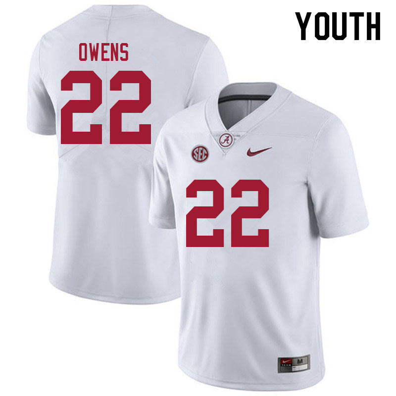 Alabama Crimson Tide Youth Jarelis Owens #22 White NCAA Nike Authentic Stitched 2021 College Football Jersey JN16S27EM